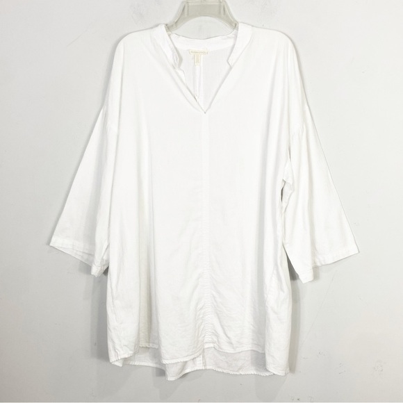 EILEEN FISHER Organic Handkerchief Linen Split Neck Tunic - Picture 4 of 7